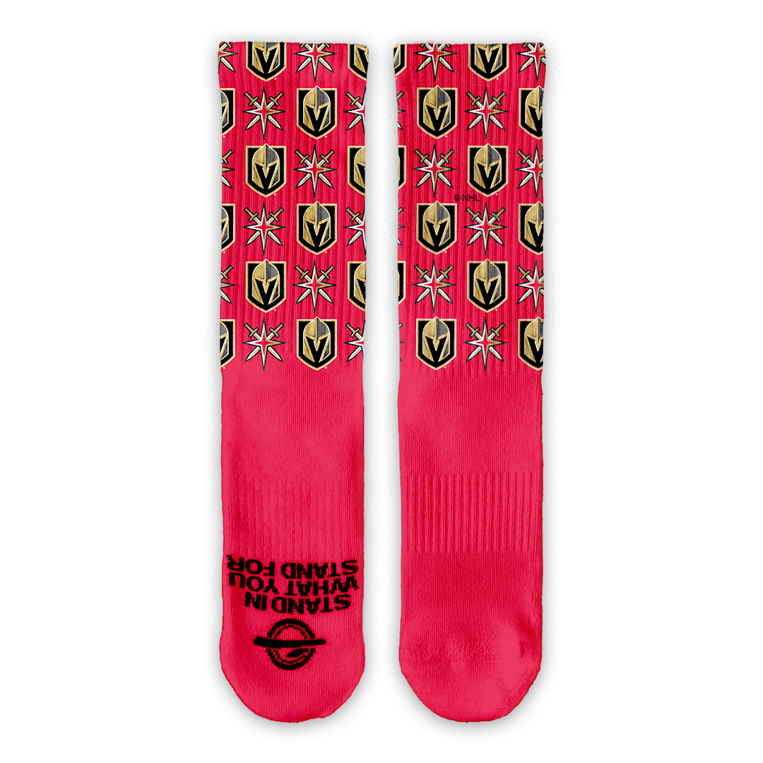 Vegas Golden Knights Logo Pattern Lifestyle Red Socks