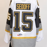 Game-Worn:#15 Christoffer Sedoff White Jersey-494