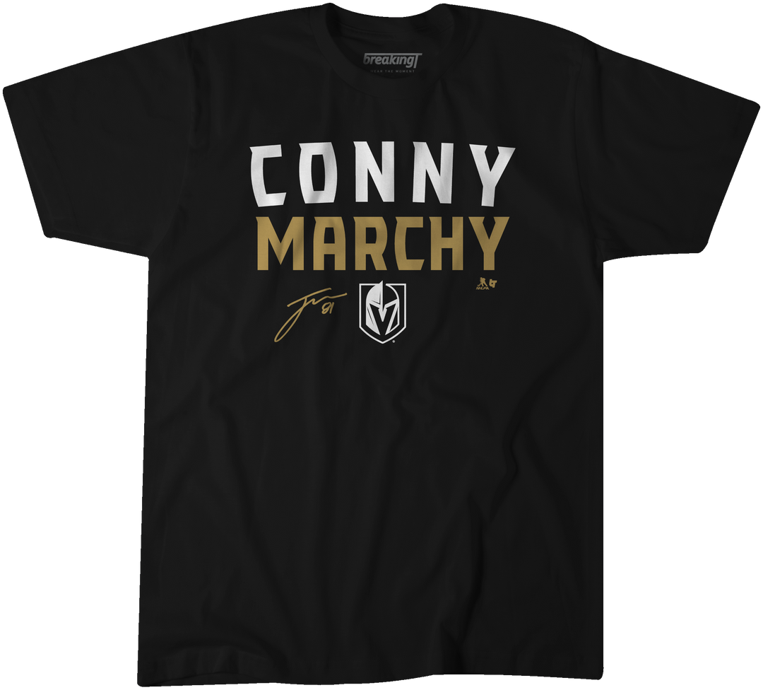Vegas Golden Knights Breaking T Black Conny Marchy Tee