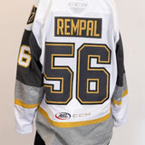 Game-Worn:#56 Sheldon Rempal White Jersey-451