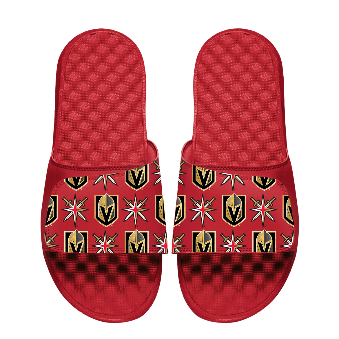 Vegas Golden Knights Logo Pattern Red Slides Vegas Team Store vegas-golden-knights-logo-pattern-red-slides-vegas-team-store