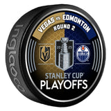 EDM vs. VGK 2025 Stanley Cup Playoffs Dueling Logo Puck