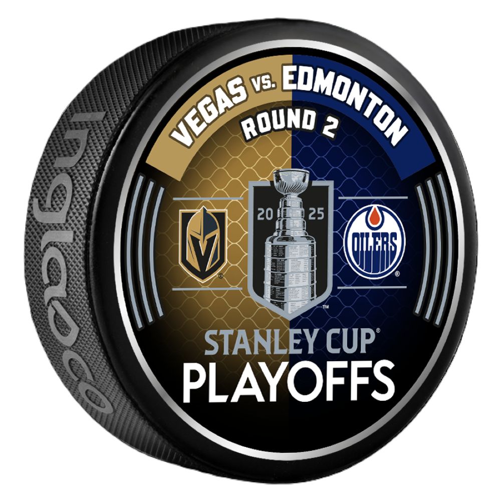 EDM vs. VGK 2025 Stanley Cup Playoffs Dueling Logo Puck