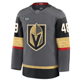 Vegas Golden Knights merchandise featuring a Tomas Hertl stitched jersey in gray, black, and gold