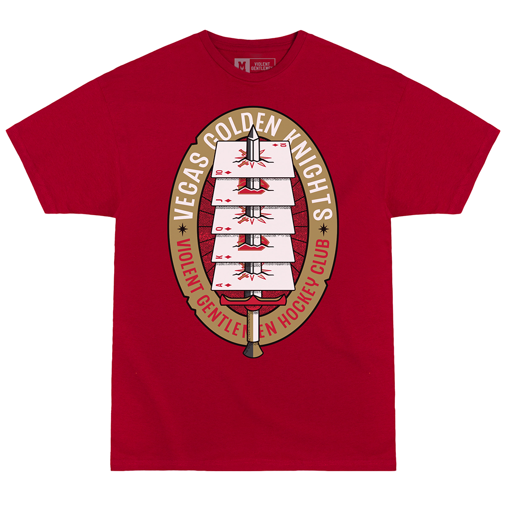 Vegas Golden Knights Impaled Playing Cards Tee - Shirt
