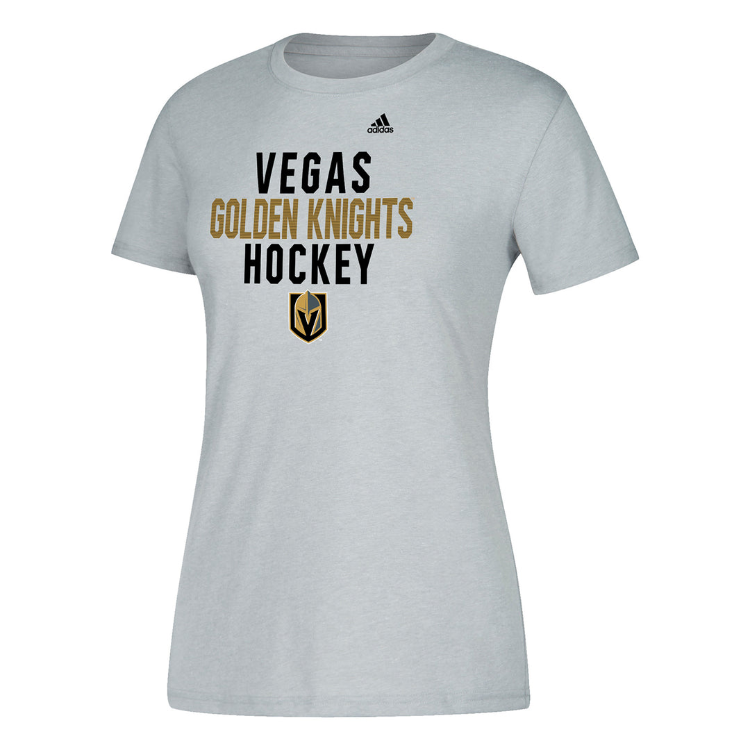 Vegas Golden Knights adidas Womens Lined Middle VGK Tee - White - VegasTeamStore