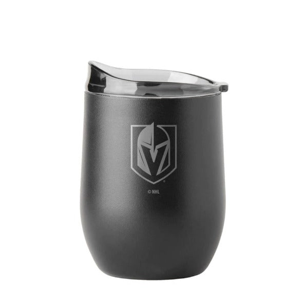 Vegas Golden Knights 16oz Etch Black Powder Coat Curved Beverage Tumbler