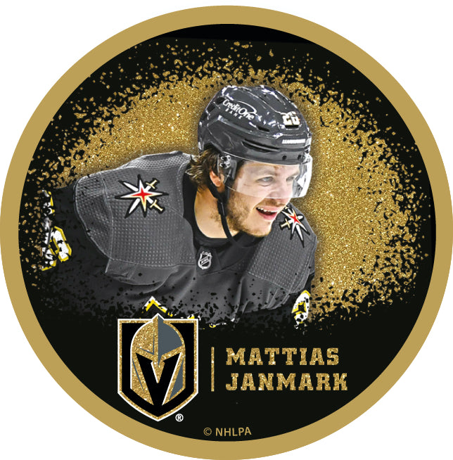 Vegas Golden Knights Mattias Janmark Gold Glitter Puck