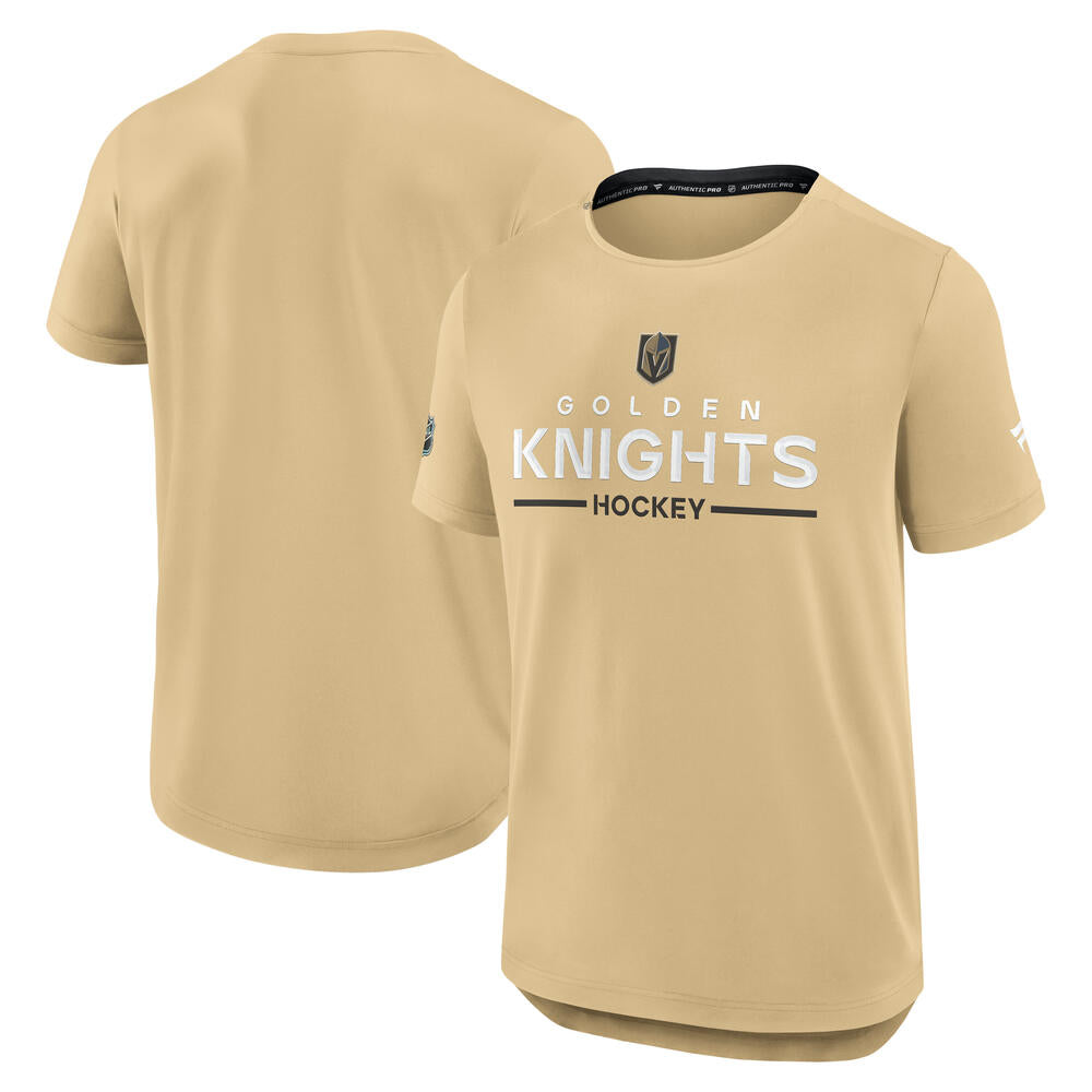 zum goldenen handschuh t-shirt Men's Fanatics Gold Vegas Golden Knights Authentic Pro Rink Tech T-Shirt Size: Large