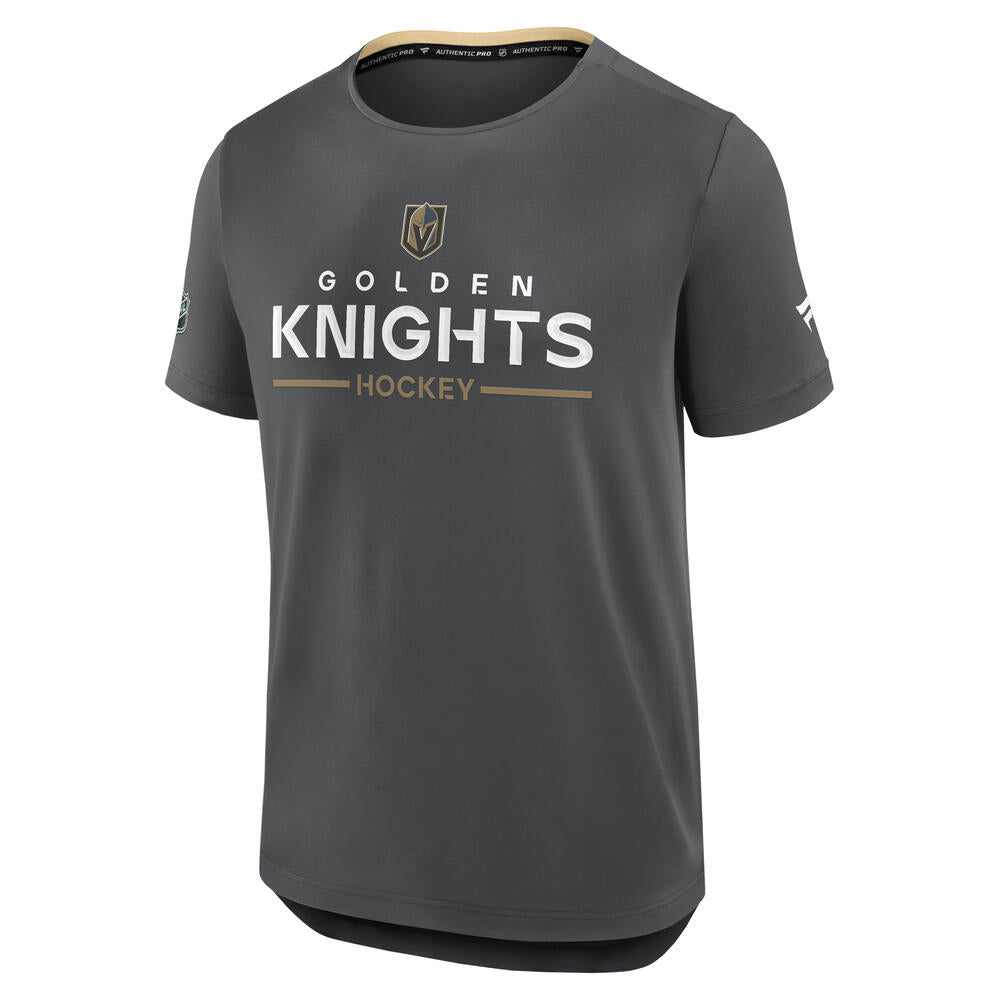 t shirt goldener handschuh Men's Fanatics Gold Vegas Golden Knights Authentic Pro Rink Tech T-Shirt Size: Large