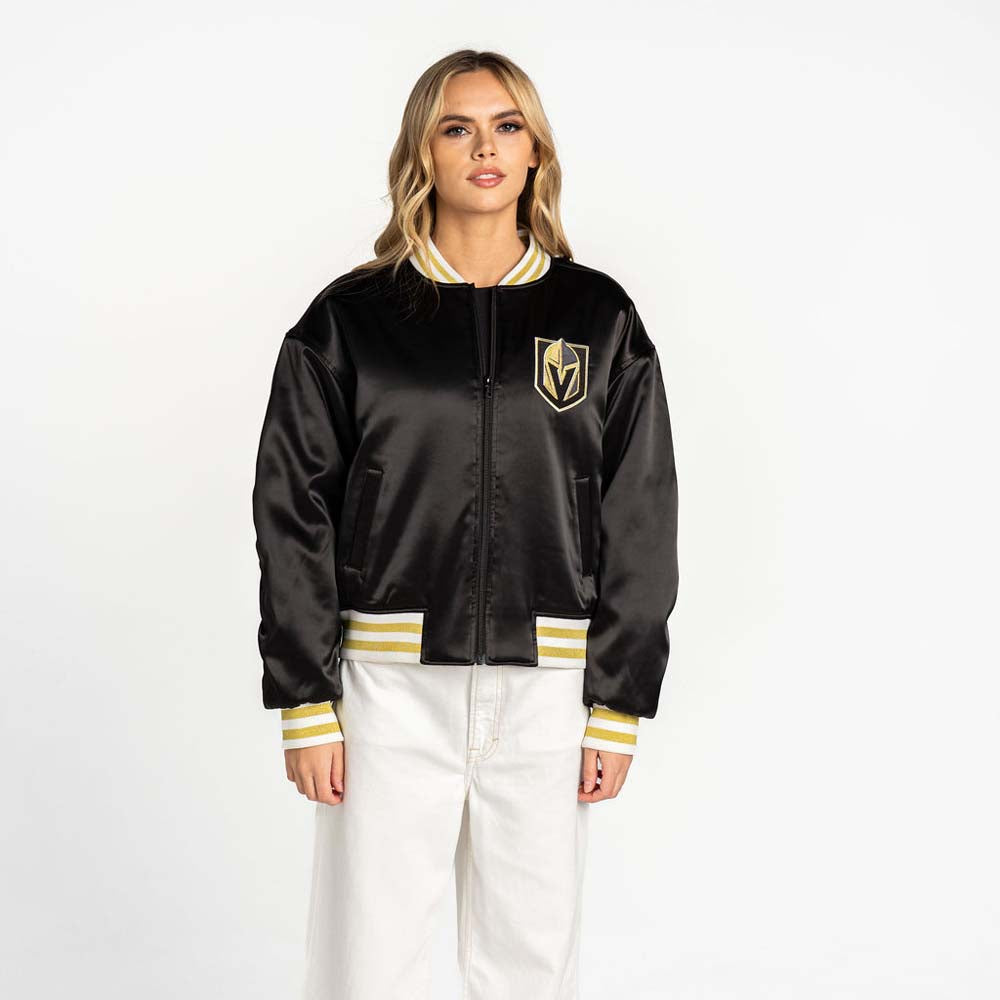 Vegas Golden Knights Satin Oversized Bomber Jacket - Vegas Team Store