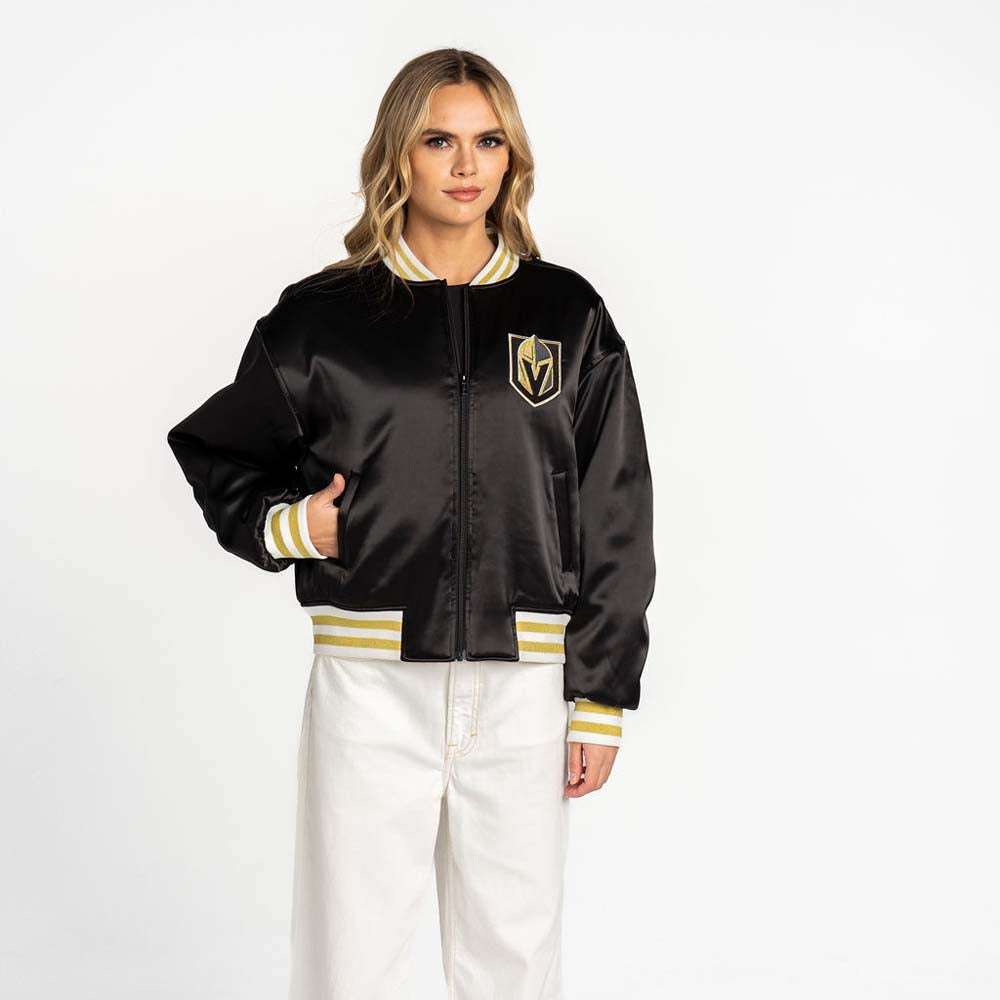 Vegas Golden Knights Satin Oversized Bomber Jacket - Vegas Team Store