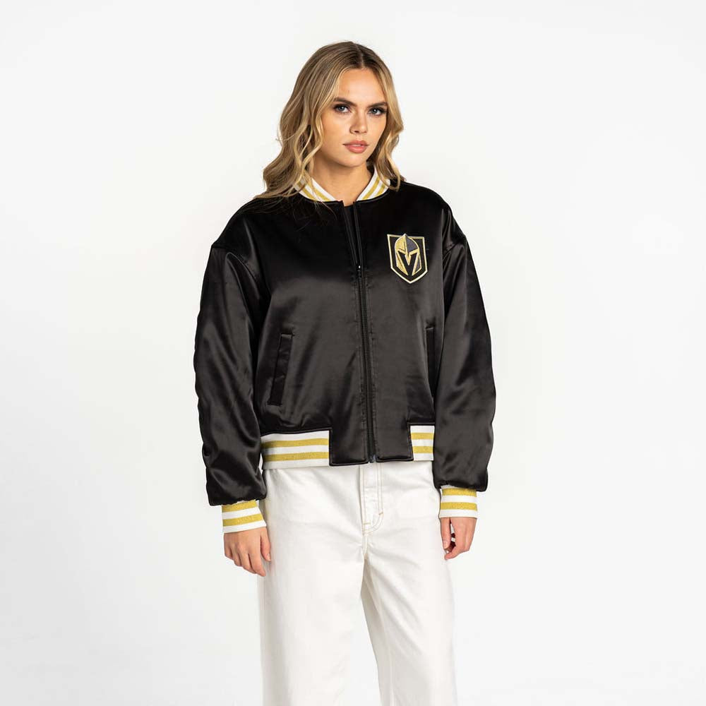Vegas Golden Knights Satin Oversized Bomber Jacket - Vegas Team Store