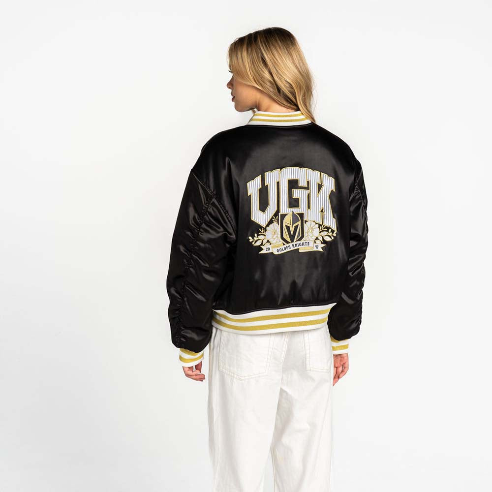 Vegas Golden Knights Satin Oversized Bomber Jacket - Vegas Team Store