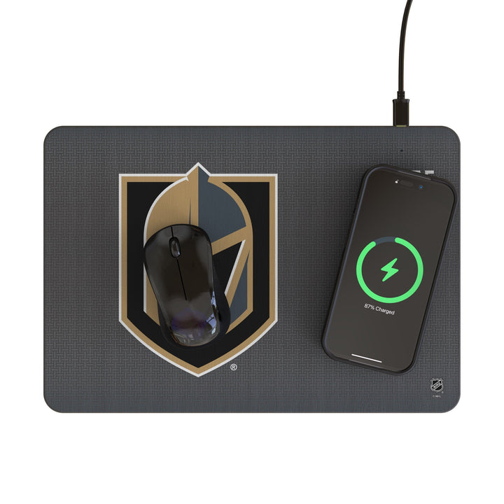 Vegas Golden Knights Linen 15-Watt Wireless Charger and Mouse Pad