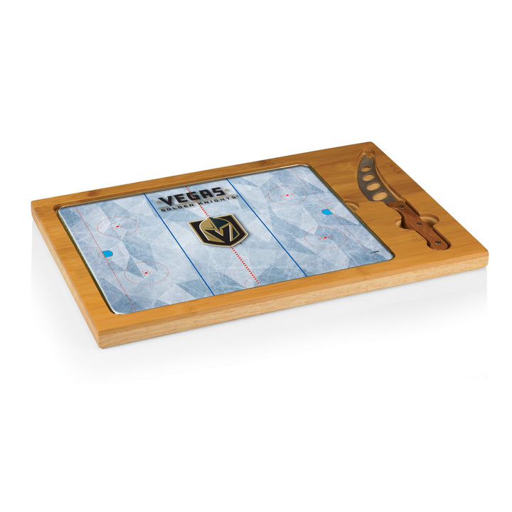 Vegas Golden Knights Hockey Rink Icon Glass Top Cutting Board & Knife Set