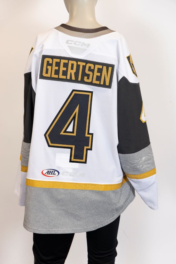 Game-Worn:#4 Mason Geertsen White Jersey-513