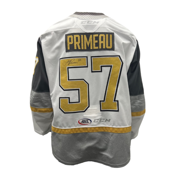 #57 Mason Primeau: Game-Worn & Signed White Jersey - Jersey