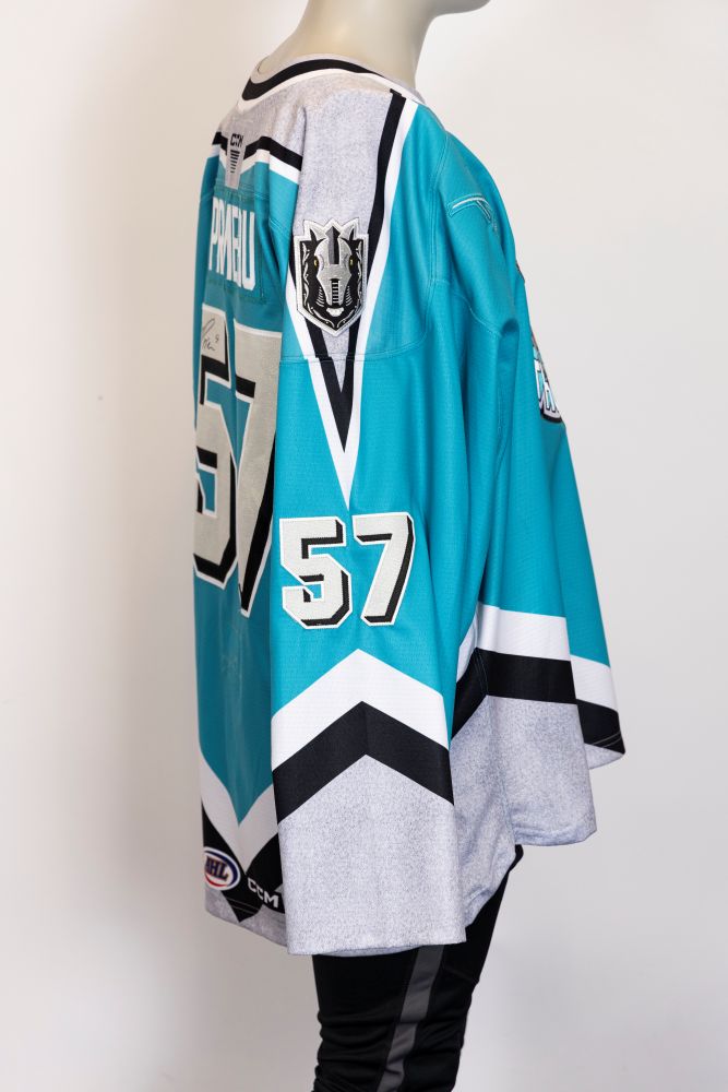 Game-Worn:#57 Mason Primeau Signed Thunder Knight Jersey-335