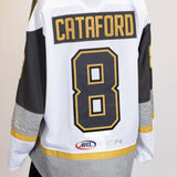 Game-Worn:#8 Matthieu Cataford White Jersey-516