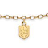 SS 14k Yellow Gold Plated NHL Vegas Golden Knights Anklet, 9 In