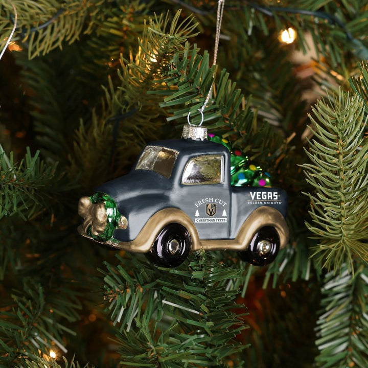 Vegas Golden Knights Blown Glass Truck Ornament