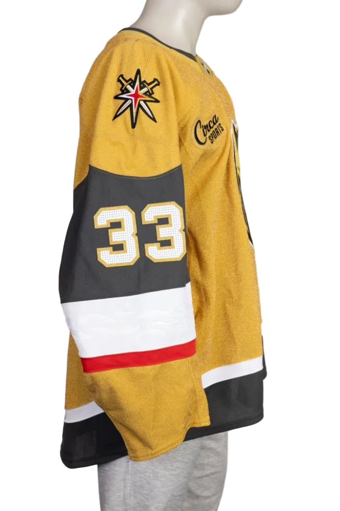 Game-Worn:#33 Adin Hill Gold Set 2 2025/26 Jersey-20666 - Vegas Team Store