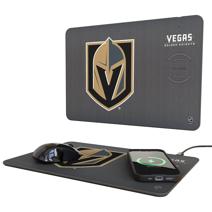 Vegas Golden Knights Linen 15-Watt Wireless Charger and Mouse Pad