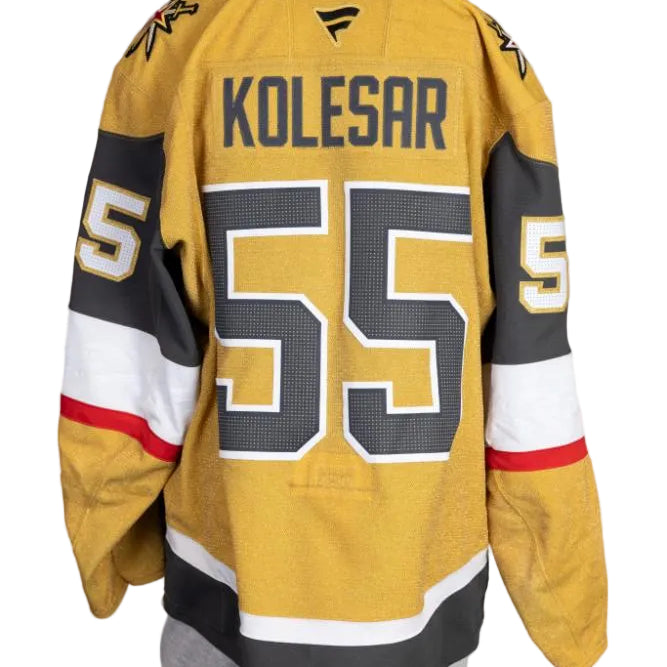 Game-Worn:#55 Keegan Kolesar Gold Set 2 2025/26 Jersey-20670 - Vegas Team Store