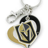 Vegas Golden Knights Swirl Heart Keychain