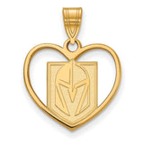SS 14k Yellow Gold Plated NHL Vegas Golden Knights Heart Pendant