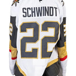 Game-Worn: #22 Cole Schwindt 2025 White Preseason Set Jersey- 20060 - Vegas Team Store