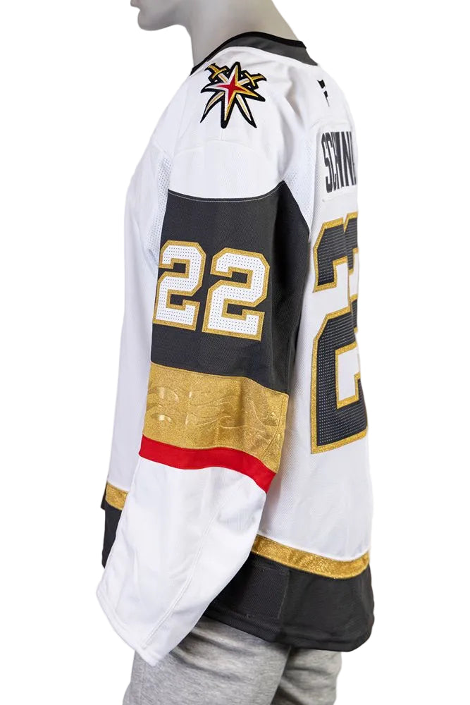Game-Worn: #22 Cole Schwindt 2025 White Preseason Set Jersey- 20060 - Vegas Team Store