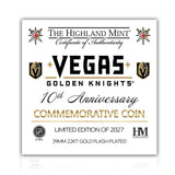 Vegas Golden Knights 10th Anniversary Gold Color Coin
