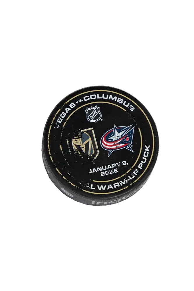 VGK vs CBJ-1/8/26-Warm-Up Puck - Vegas Team Store