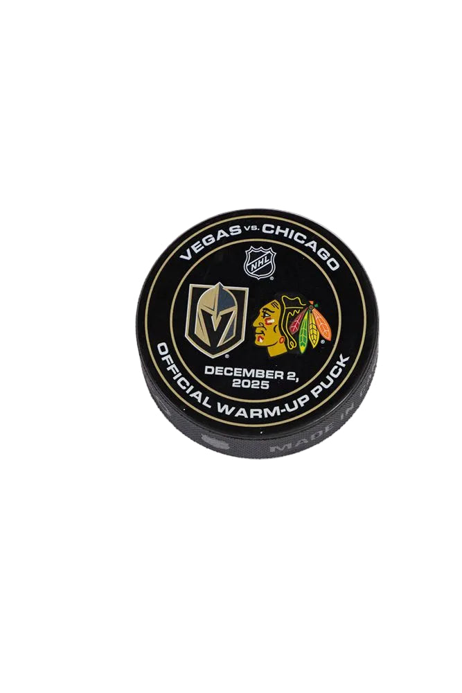 VGK vs CHI-12/2/25-Warm-Up Puck - Vegas Team Store