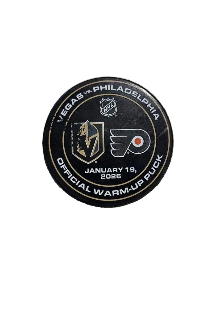 VGK vs PHI-1/19/26-Warm-Up Puck - Vegas Team Store