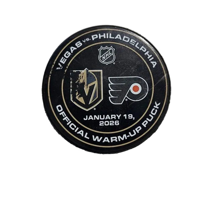 VGK vs PHI-1/19/26-Warm-Up Puck - Vegas Team Store