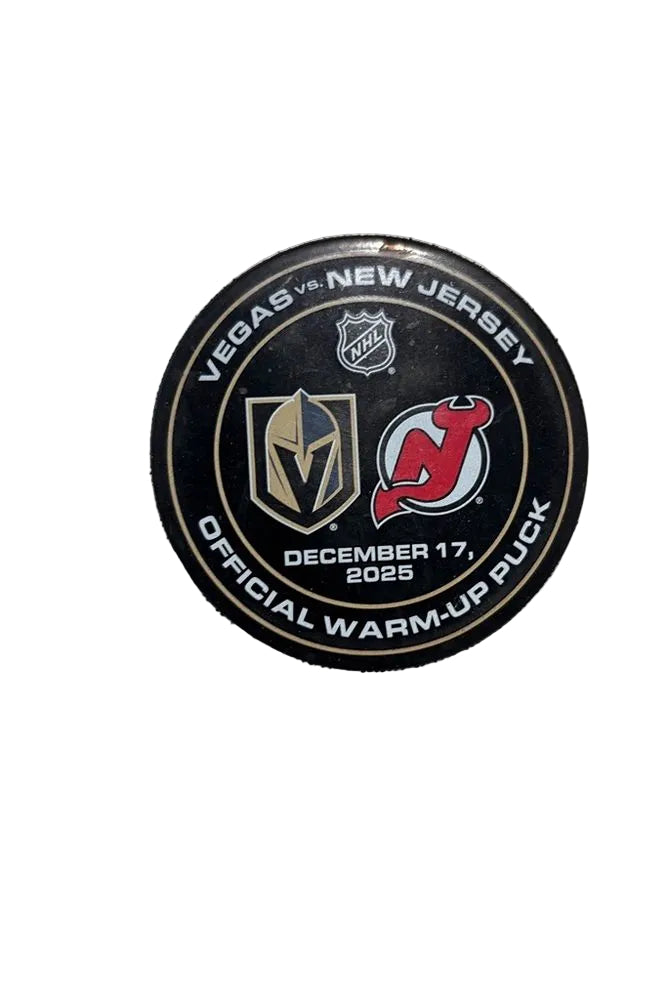 VGK vs NJD-12/17/25-Warm-Up Puck - Vegas Team Store