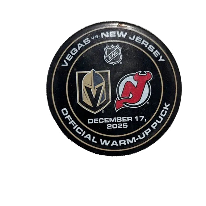 VGK vs NJD-12/17/25-Warm-Up Puck - Vegas Team Store