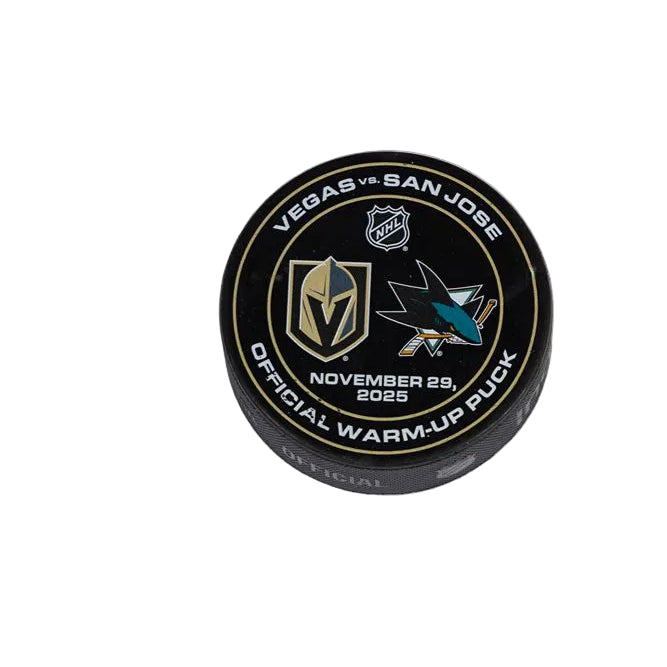 VGK vs SJS-11/29/25-Warm-Up Puck - Vegas Team Store