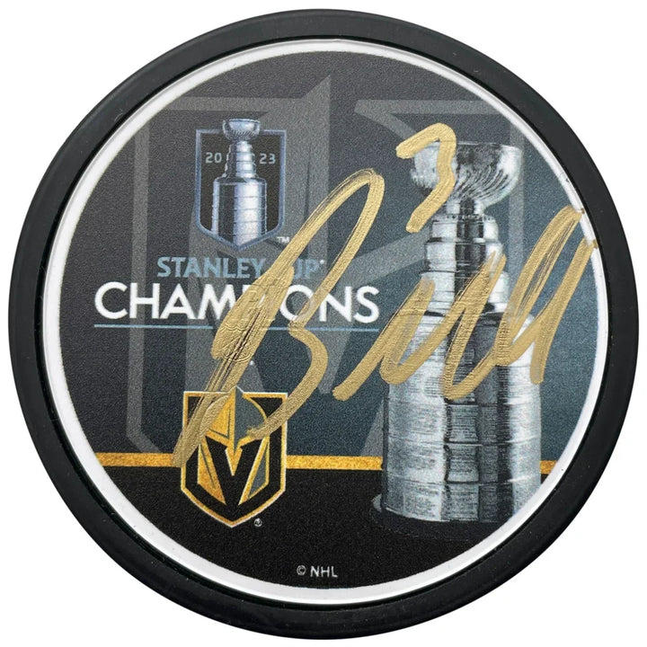 Vegas Golden Knights Brayden McNabb Autographed Stanley Cup Champions Hockey Puck