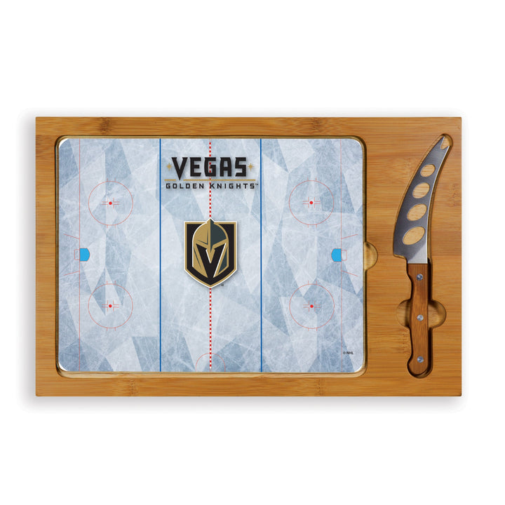 Vegas Golden Knights Hockey Rink Icon Glass Top Cutting Board & Knife Set