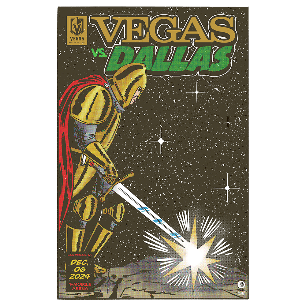 DAL vs. VGK Game Knight Poster - 12/6/2024 - Décor