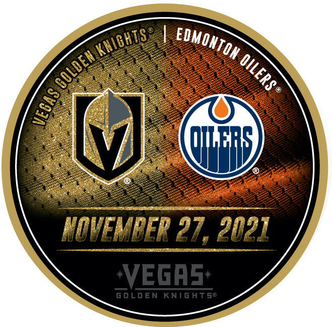 EDM vs. VGK Match-Up Souvenir Puck - November 27 2021 - Puck