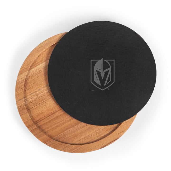 Vegas Golden Knights Insignia Acacia and Slate Serving Board with Cheese Tools