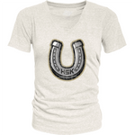 Horseshoe-shaped graphic on HSK B84 Wmn Core SST T-shirt in light color