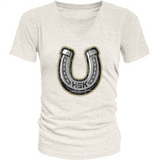 Horseshoe-shaped graphic on HSK B84 Wmn Core SST T-shirt in light color