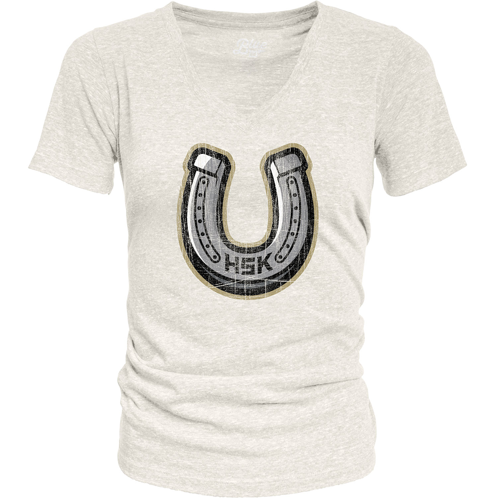 Horseshoe-shaped graphic on HSK B84 Wmn Core SST T-shirt in light color