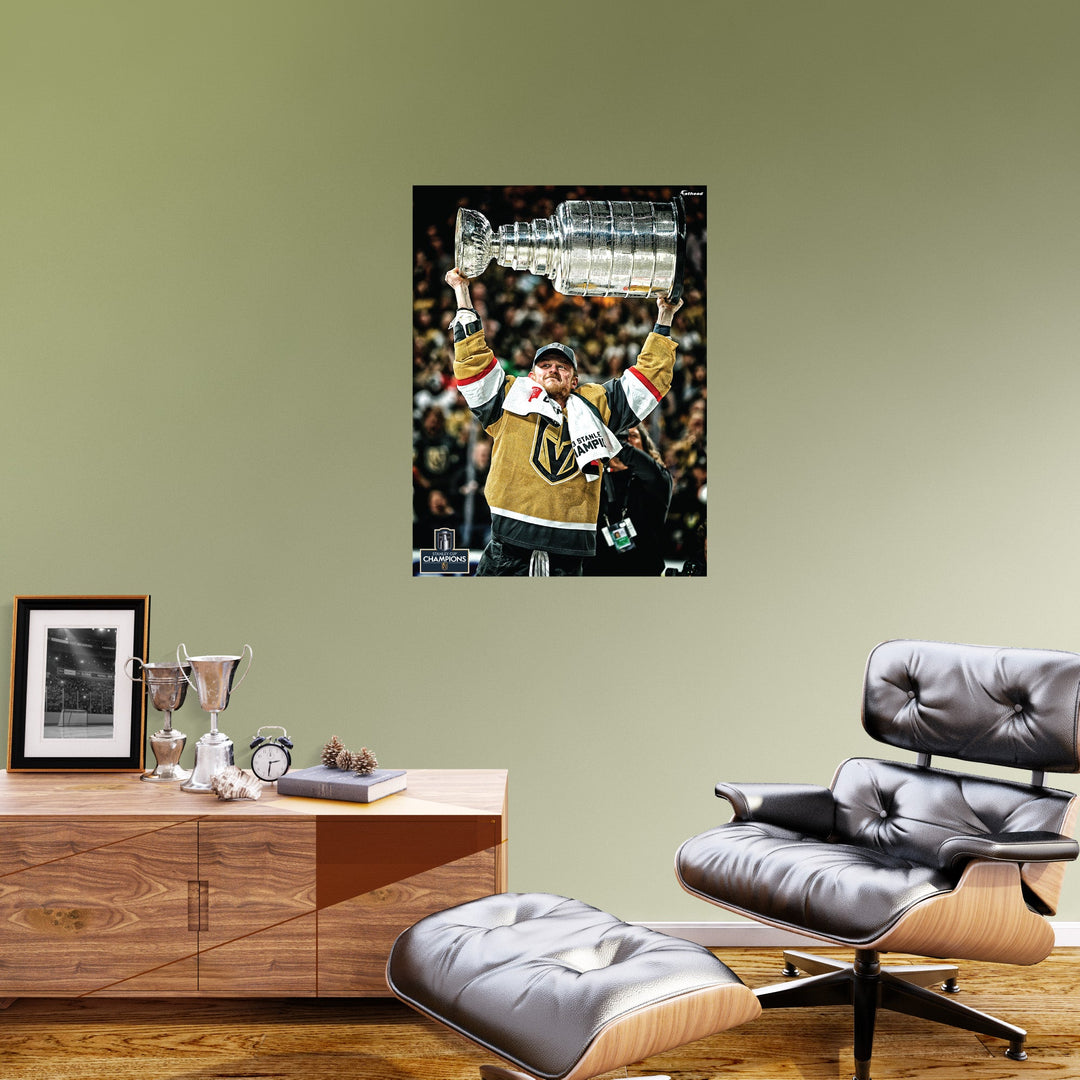 Vegas Golden Knights Removable Adhesive Jack Eichel Stanley Cup Hoist Poster